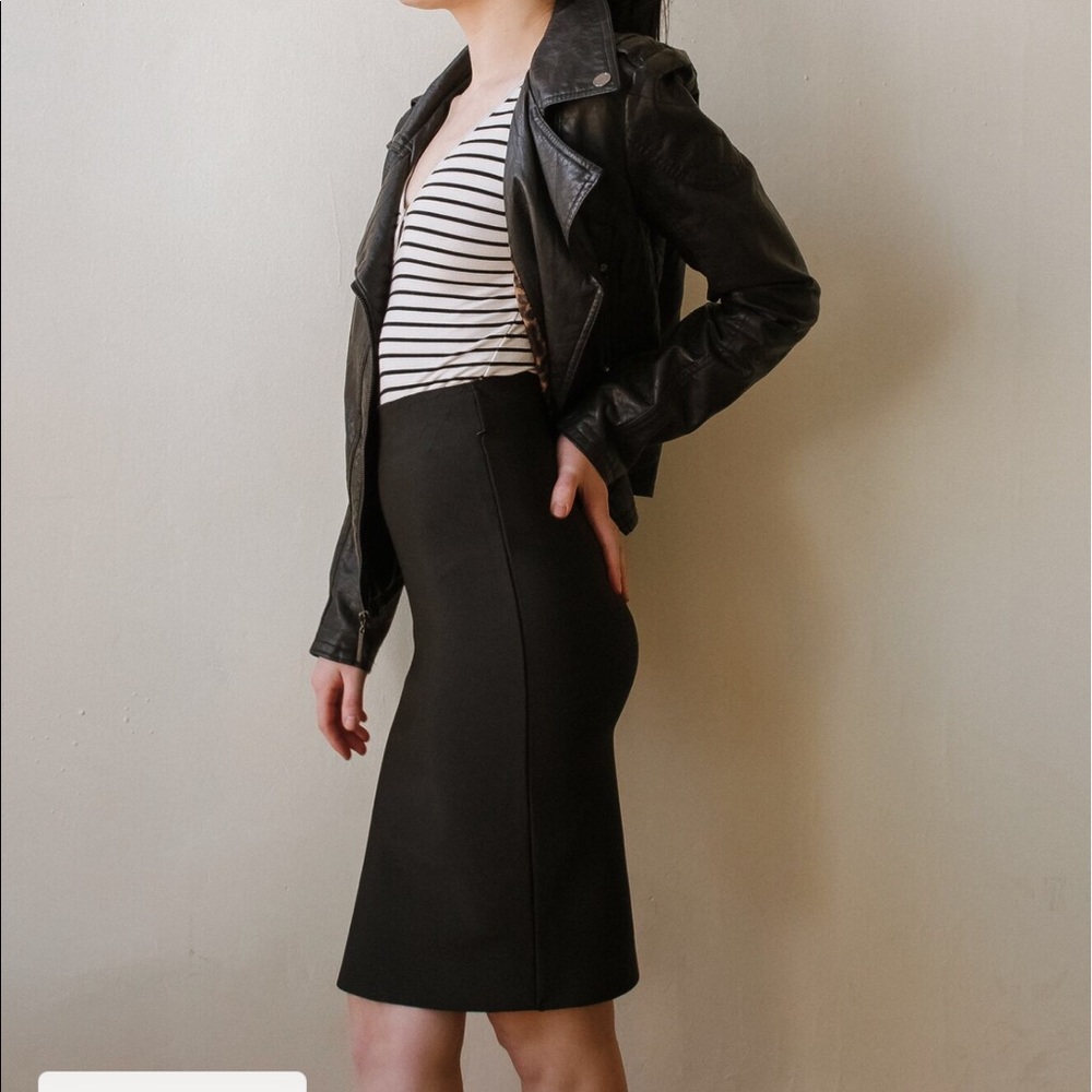 Black stretch pencil skirt